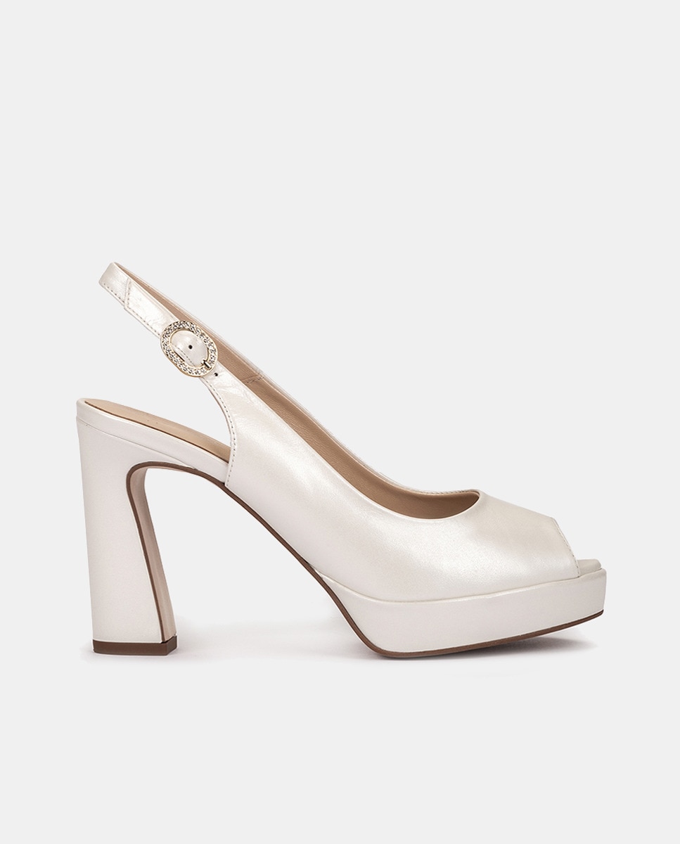 Pedro Miralles - Peep toes Cittanova de mujer en piel con plataforma tacón bloque.