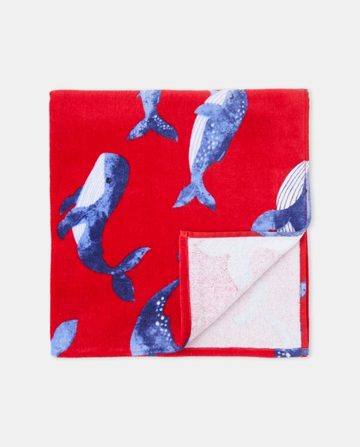 Toalla infantil con estampado de ballenas