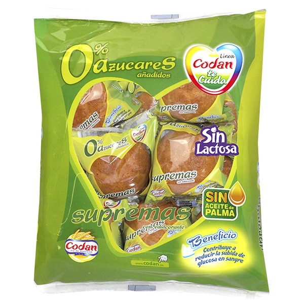 Supremas lactose-free magdalena cakes with no added sugar bag 350 g