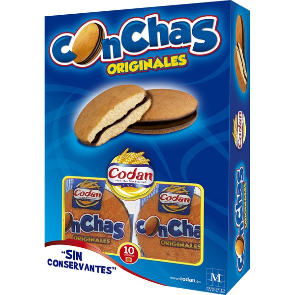 Original-Muscheln Biskuits mit Schokofüllung Karton 550 g 10 Stück individuell verpackt