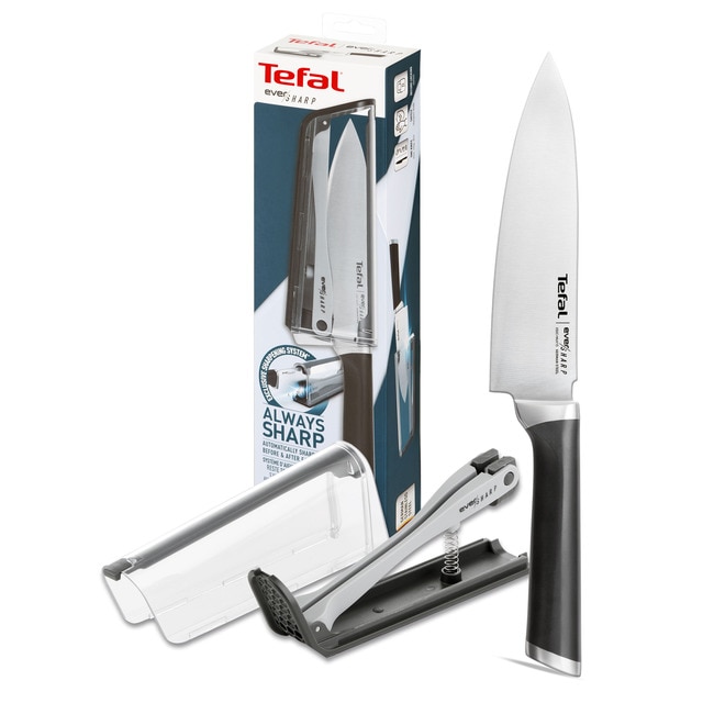 Cuchillo Chef Ever Sharp con funda afiladora Tefal