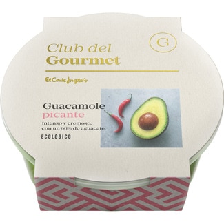 CLUB DEL GOURMET organic smooth and creamy spicy guacamole 96% avocado tub 200 g