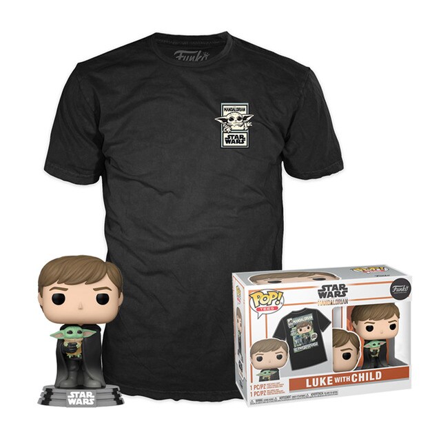 Figura Funko Pop & Tee Luke con Child The Mandalorian Star Wars.