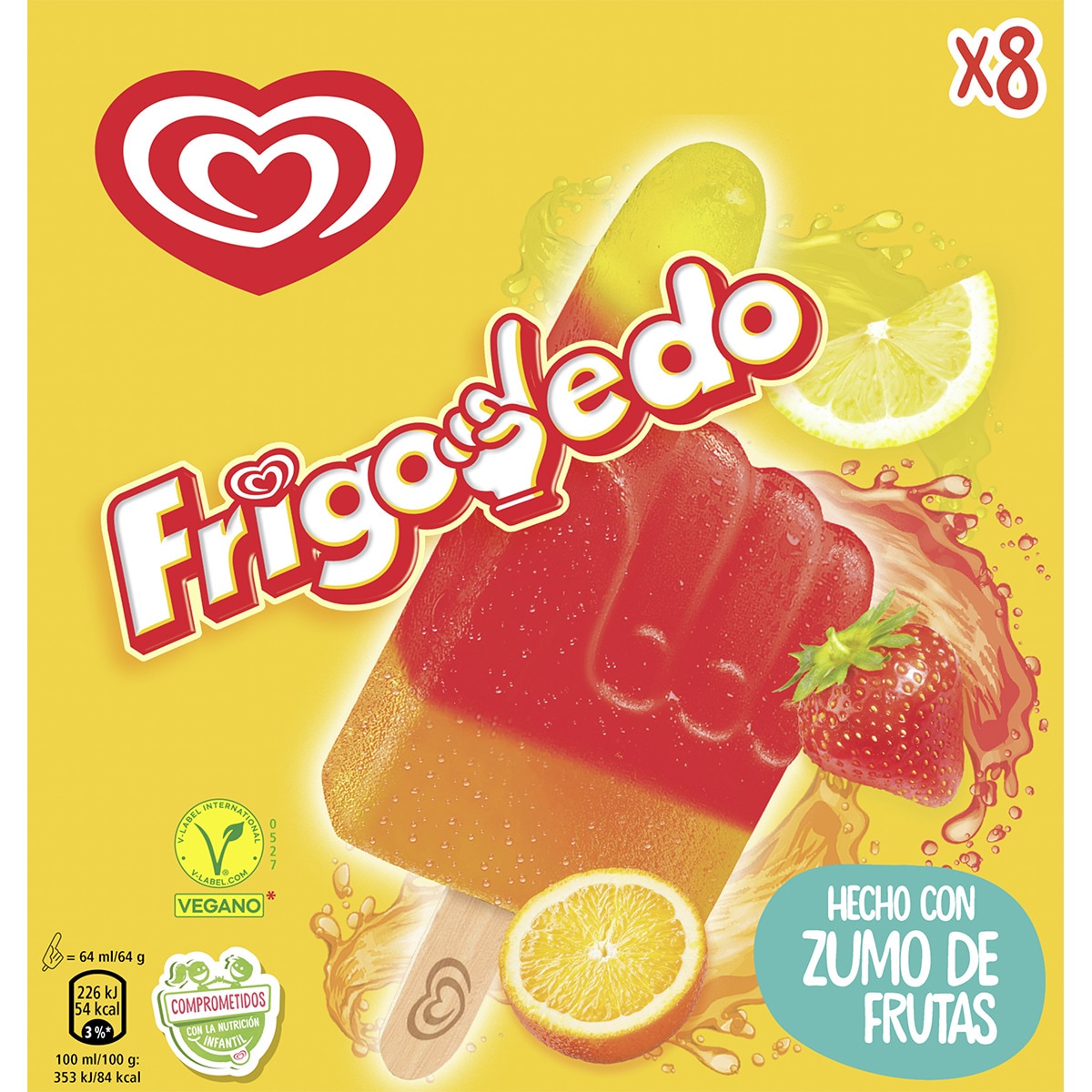 Frigodedo helado con zumo de frutas 8 unidades
