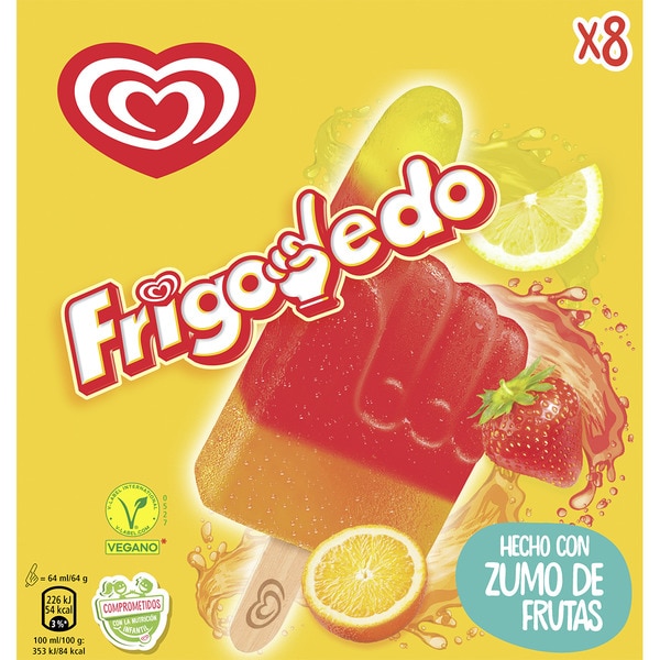 Frigodedo ice cream with fruit juice 8-pack case 512 ml