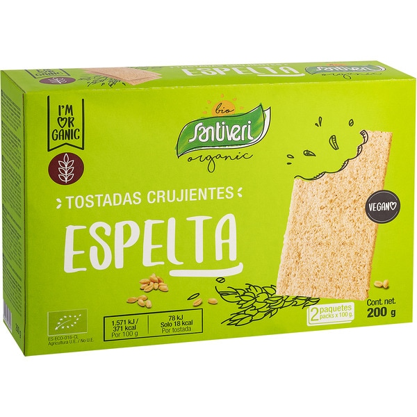 Organic Bio tostadas crujientes de espelta ecológicas 2 paquetes x 100g caja 200 g