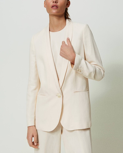 Twinset - Chaqueta blazer de mujer de lino mixto.