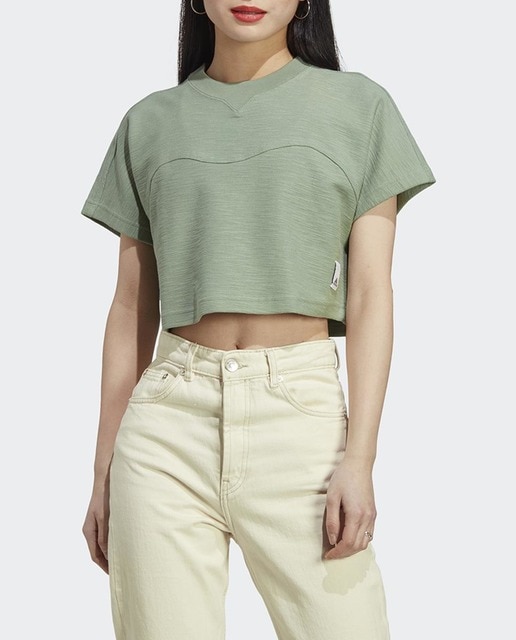 Camiseta de mujer Lounge Terry Loop Crop adidas