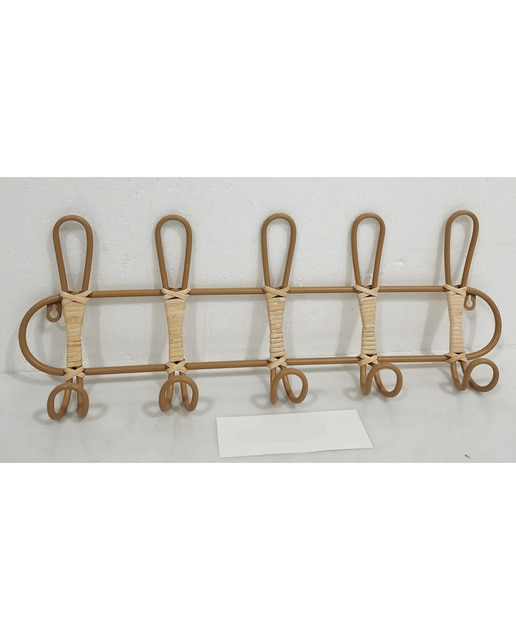 Percha pared 5p. metal-rattan natural