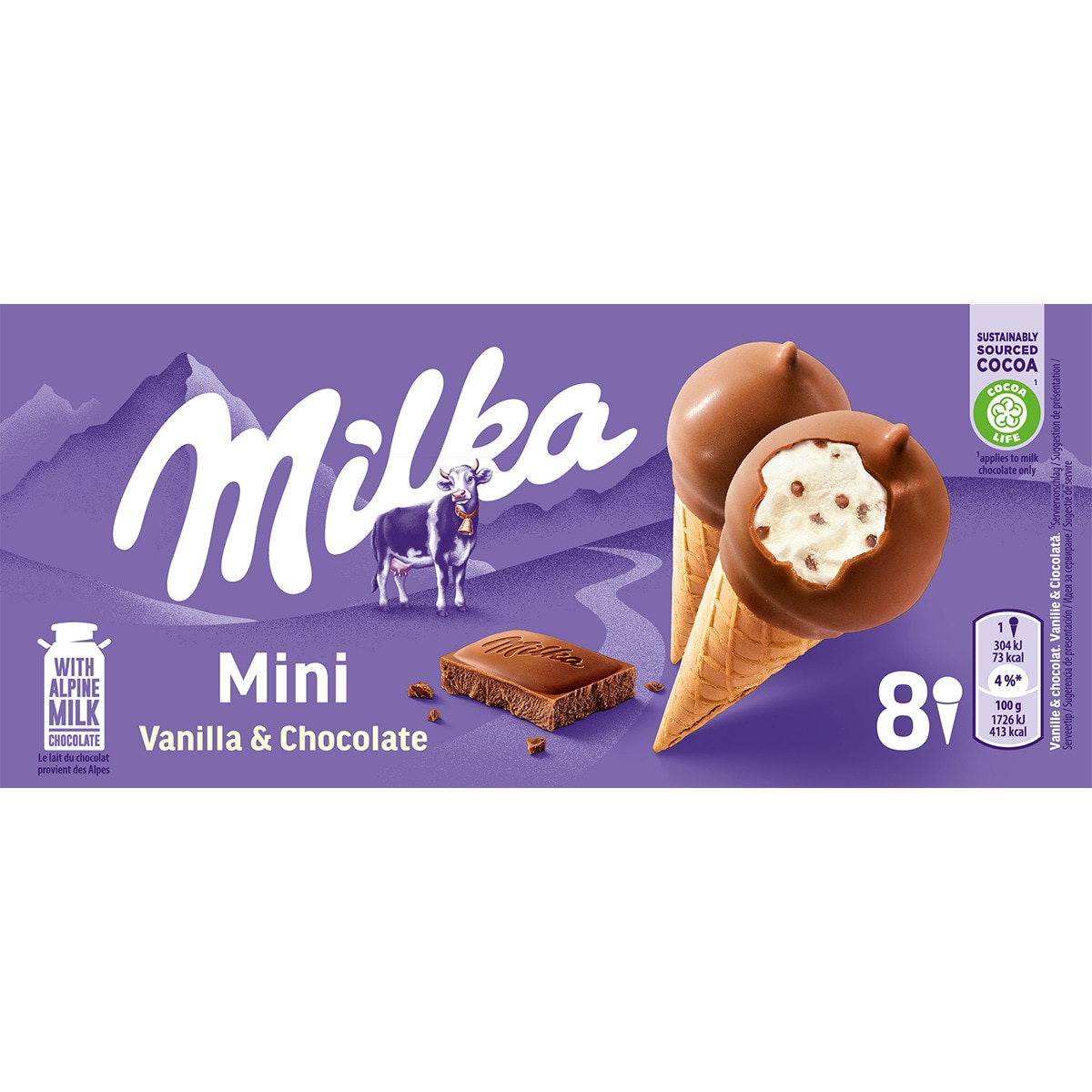 mini conos de helado de vainilla y chocolate 8 unidades