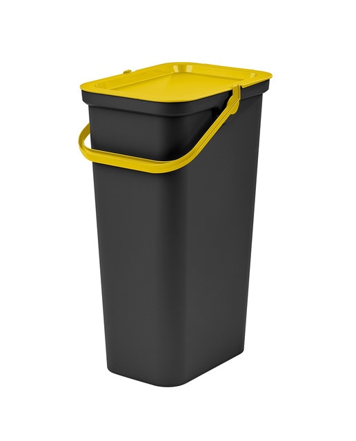 Papelera "Moda" 25L con asa (cubo negro-tapa ámbar)