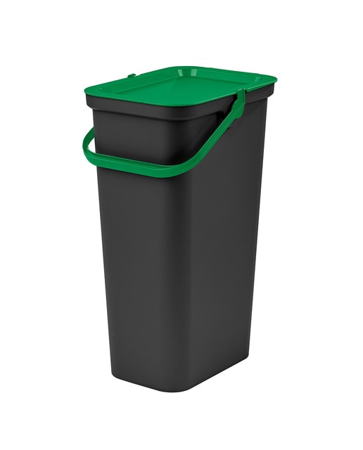 Papelera "Moda" 40L con asa (cubo negro-tapa verde)