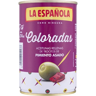 LA ESPAÑOLA Coloradas stuffed olives with bits of roasted pepper tin 130 drained weight g