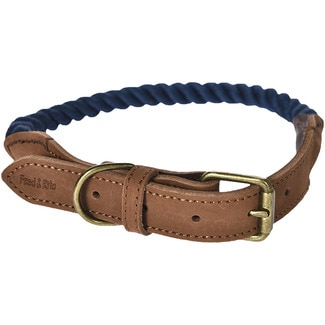 FRED&RITA collar para perros de cuerda y piel Azul Marino talla M 1,9x35-46 cm 1 unidad