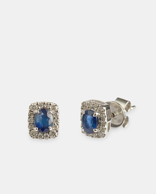 Pendientes de oro, diamantes y zafiro