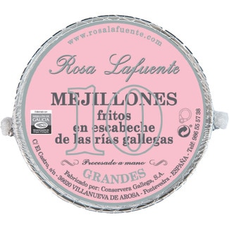 ROSA LAFUENTE fried marinated mussels from the Galician Rias 10 mussels tin 111 drained weight g