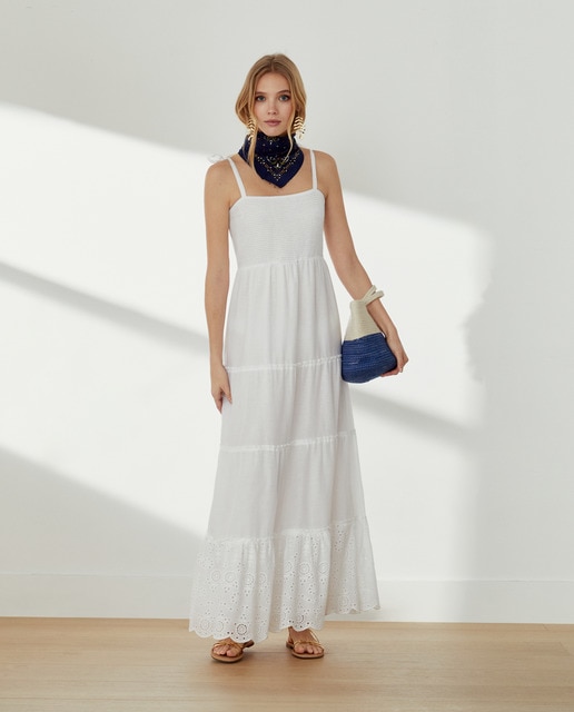 Vestido estampado de nido de abeja de tirantes