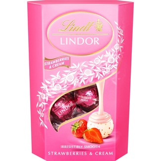 LINDT LINDOR Strawberries & cream chocolates case 200 g
