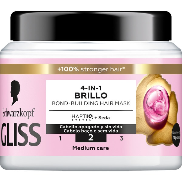 mascarilla de pelo 4 en 1 Brillo tarro 400 ml para cabello apagado y sin vida