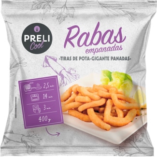Preli Tiras de Pota Panadas embalagem 400 g