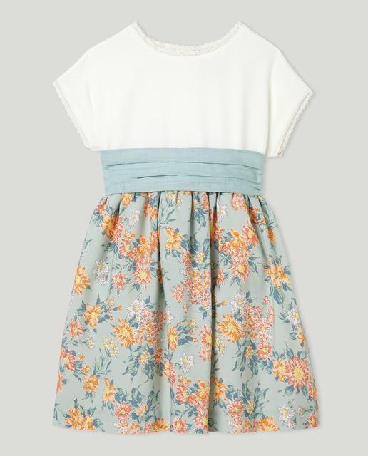Vestido crepe de niña con fajín