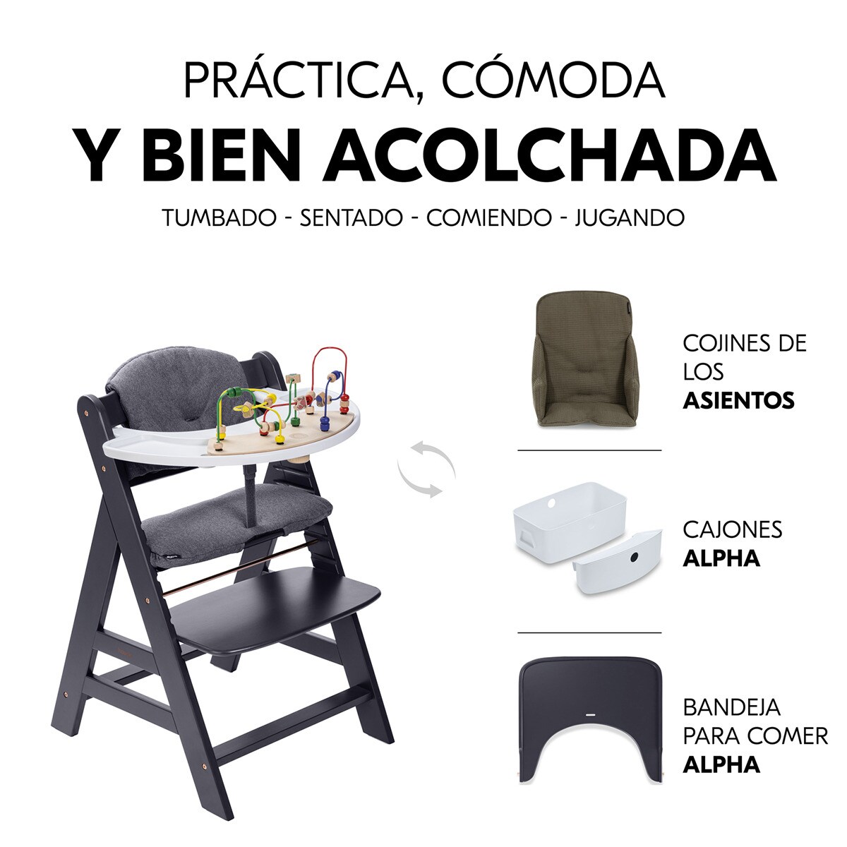 Cadeira de Refeição Evolutiva Alpha Newborn Set Plus Cinzento-escuro-10