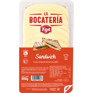 LA BOCATERIA queso sándwich de vaca elaborado con leche pasteurizada en lonchas envase 200 g