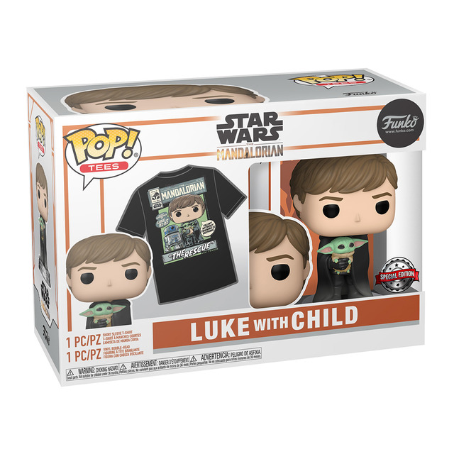 Figura Funko Pop & Tee Luke con Child The Mandalorian.