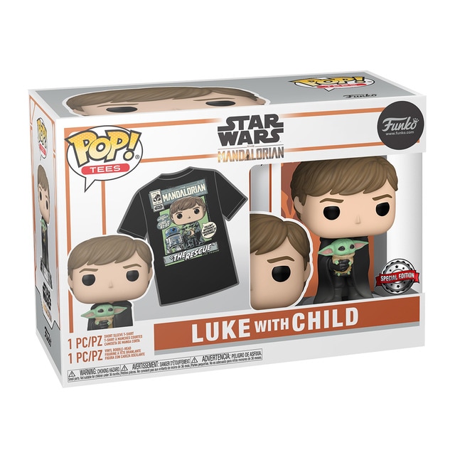 Figura Funko Pop & Tee Luke con Child The Mandalorian.