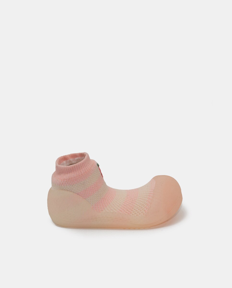 Imagem 0 de Botas de Tricot de Bebé às Riscas com Bordado e em Têxtil