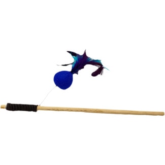 FRED&RITA juguete para gatos caña con pelota azul marino con pluma 1 unidad
