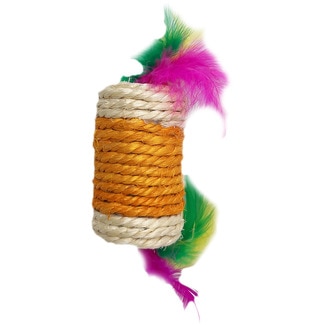 FRED&RITA sisal orange cylinder cat toy with feathers 4.5 cm 1 each
