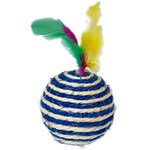 juguete para gatos pelota azul sisal con plumas 6 cm 1 unidad