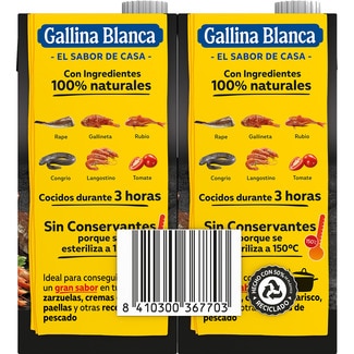 Caldo fumet de pescado de roca y marisco sin gluten pack 2 envases 1 l - Gallina Blanca