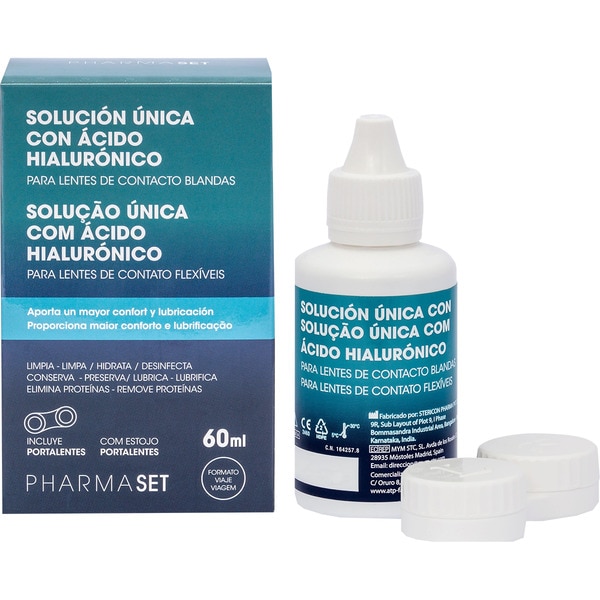 All-in-one solution for soft contact lenses flask 60 ml travel pack + lens case