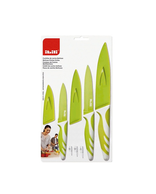 Cuchillo de cocina verde 8,5+12,5+15