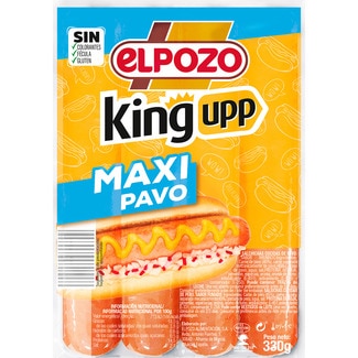 ELPOZO King upp maxi smoky cooked turkey breast sausages gluten-free 4-pack container 330 g
