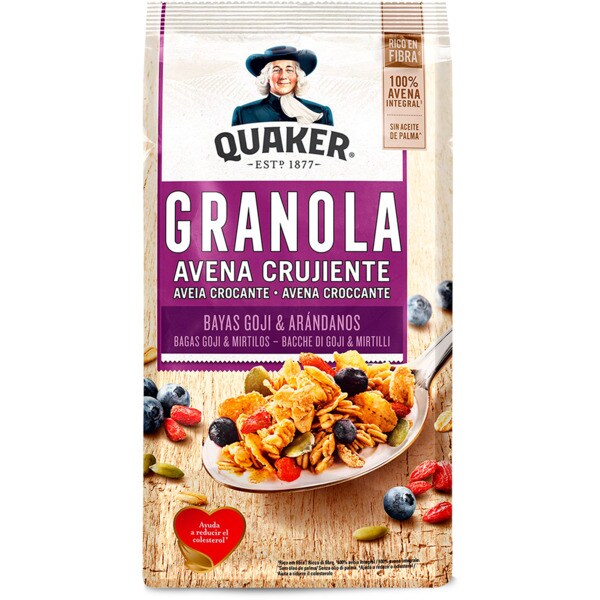 Muesli de Aveia Crocante com Bagas de Goji e Mirtilos embalagem 350 g