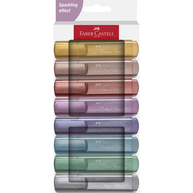 Set 8 Marcadores Texliner 46 Faber-Castell Colores Metálicos.