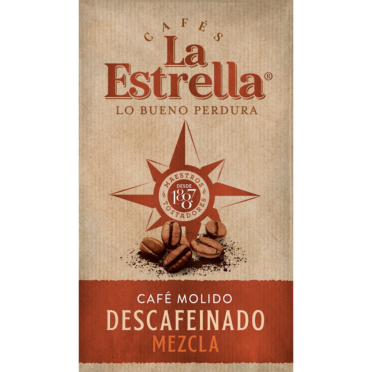 Café descafeinado molido mezcla paquete 250 g - La Estrella