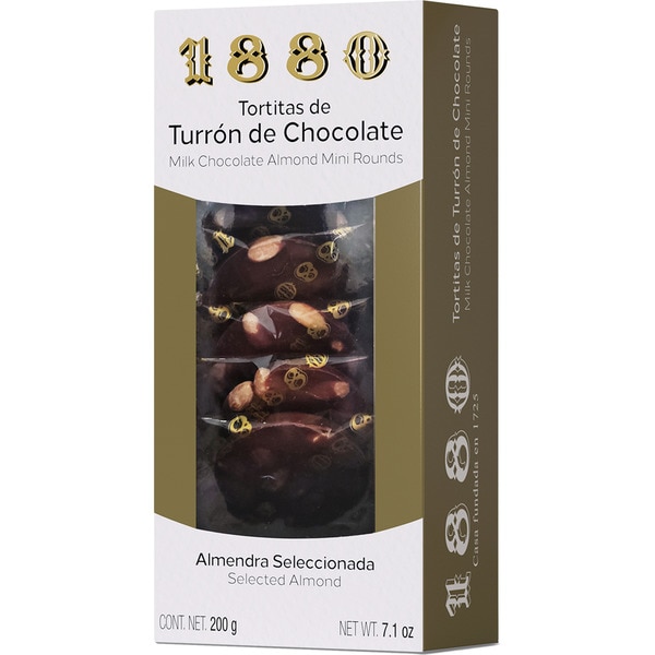 Schokoladen-Turrón-Törtchen mit Mandeln Spitzenqualität Behälter 200 g