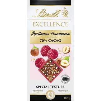 LINDT EXCELLENCE Schokolade 70 % Kakao mit Himbeeren und Haselnüssen Tafel 100 g