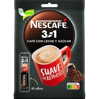 NESCAFE 3-in-1 smooth flavour instant coffee with milk and sugar 10 sachets case 180 g