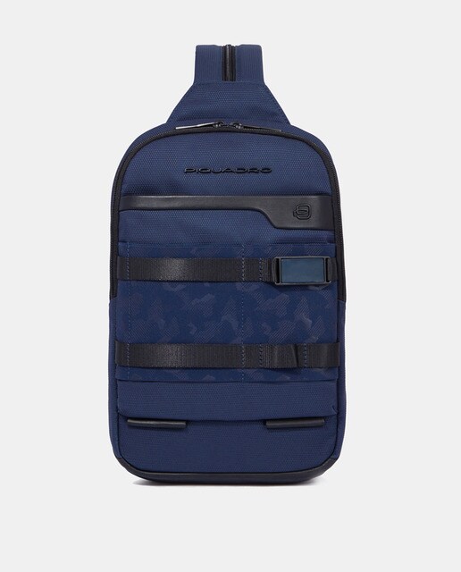 Bolso bandolera de piel-tejido con portabilidad tipo mochila