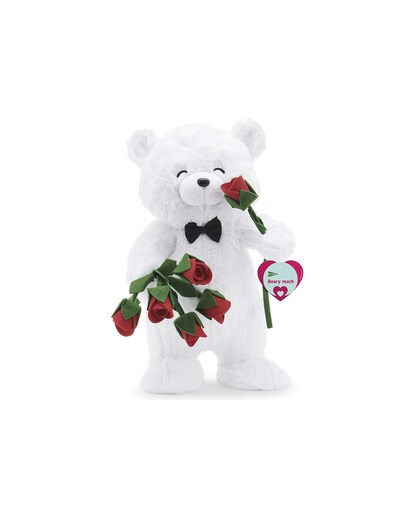 Oso  blanco de peluche 55 cm con rosas El Corte Inglés
