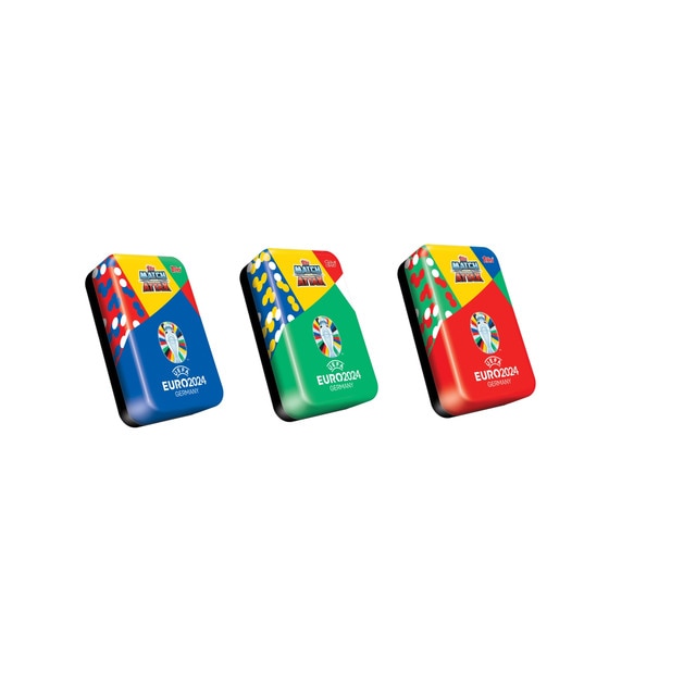 Mega lata Eurocopa 2024 con cartas Match Attax y cuatro cartas limitadas..