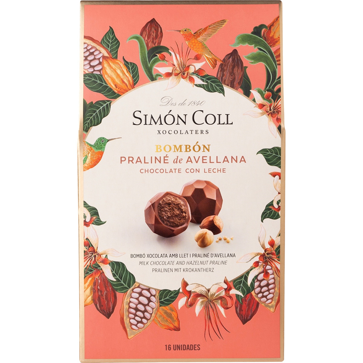 bombón de chocolate con leche y praliné de avellana