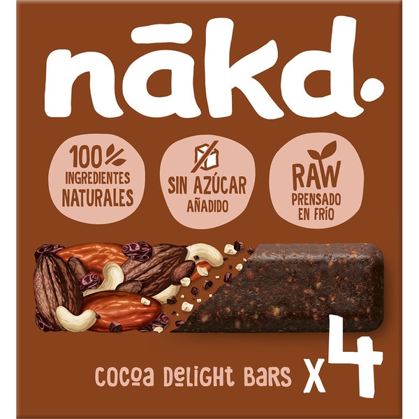 bars with nuts and cocoa no added sugar 4-pack case 140 g