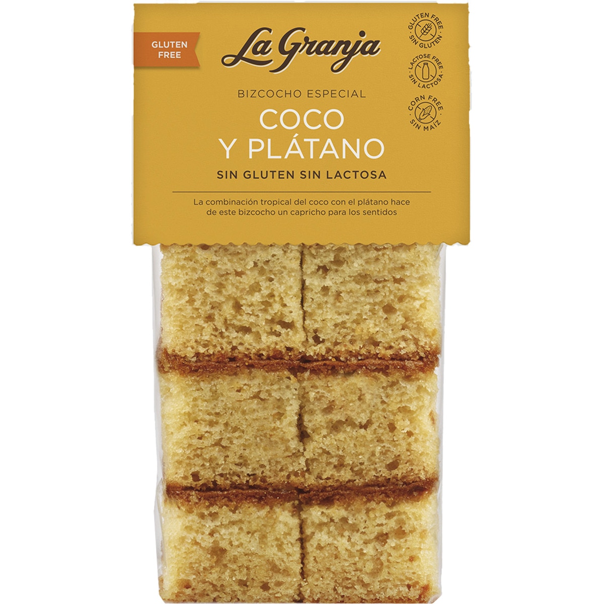 bizcocho especial de coco y plátano sin gluten y sin lactosa