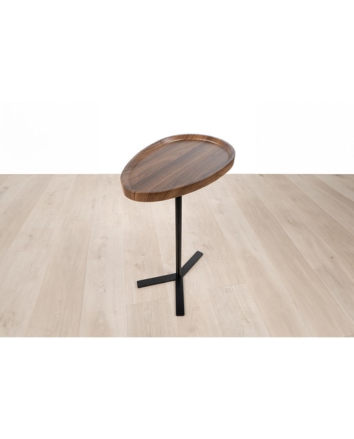 Mesa madera pie metal negro